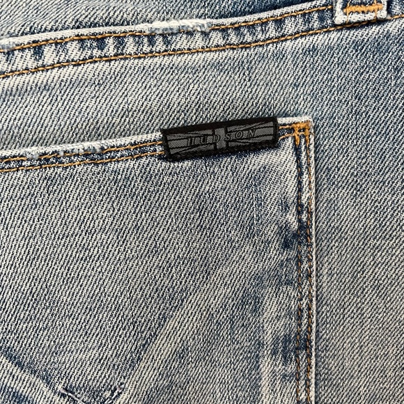 HUDSON JEANS {M} Vivid Denim Mini Skirt Raw Hem - Picture 3 of 9